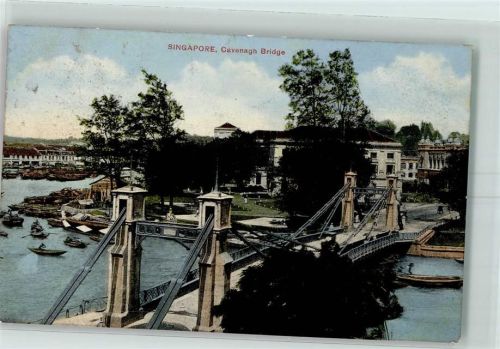Singapore 1914 - Cavebagh Bridge Schiffe Boot Ruderboot Brücke