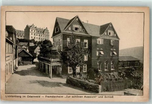 64405 W6101 Lichtenberg , Odenw Gebrauchsspuren Fremdenheim Zur schönen Aussicht Bes Georg Schellhaas und Schloss