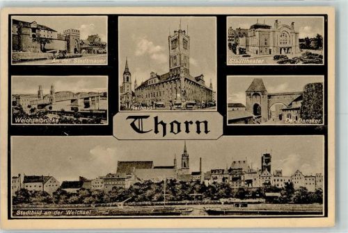 Thorn An der Stadtmauer Weichelbrücke Rathaus Weichsel Stadttheater Der Dansker