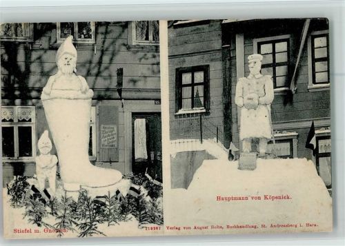 Köpenick Schneefiguren Stiefel m. Gnomen Hauptmann v. Köpenick