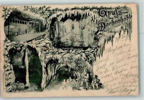 Iserlohn Gruss der Dechenhöhle mit Bahnhof 1898 AK