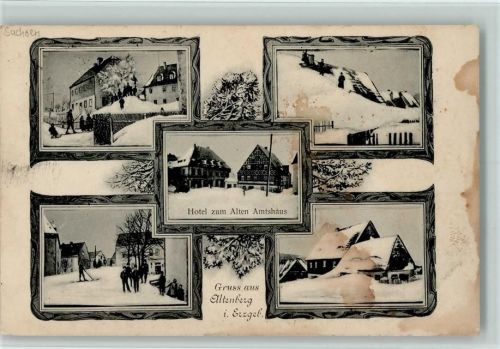 01773 O8242 Altenberg , Erzgeb Gebrauchsspuren Mehrfachbilder - Winter, Hotel zum alten Amtshaus, Flecken