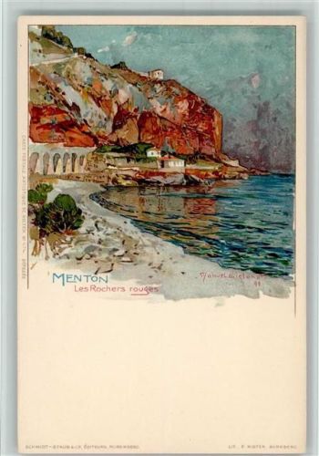 Menton Les Rochers rouges - Velten Künstlerkarte Nr. 474 AK Top Erhaltung