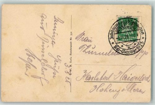SST Jubiläums-Ausstellung Düsseldorf 3.10.1925 Sonderstempel Gebrauchsspuren