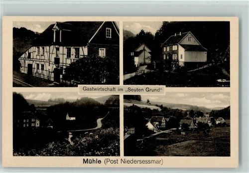 51643 W5270 Gummersbach 1940 - Mühle - Gasthaus im Seuten Grund AK