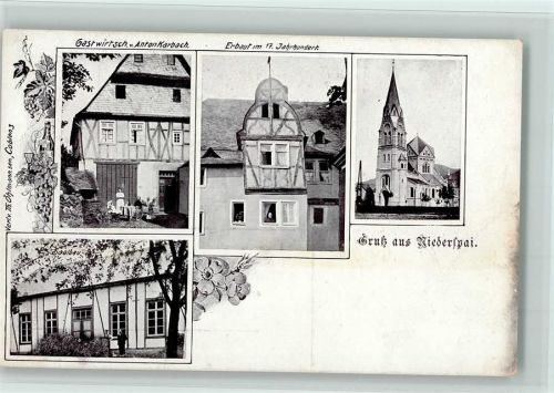 56322 W5401 Niederspay 1918 - Gasthaus Anton Karbach, Kirche AK