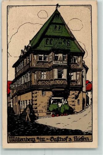 Miltenberg Gasthof Zum Riesen sign Künstler-Stein-Zeichnung