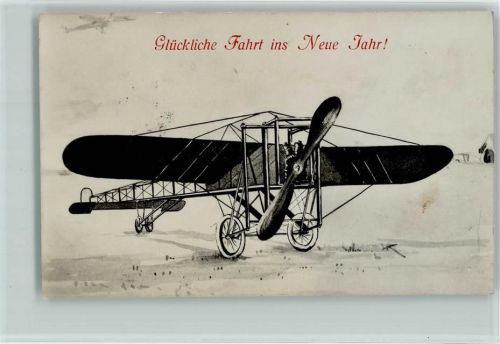 Neujahr - Glückliche Fahrt AK Glückwunsch Flugzeug 1911