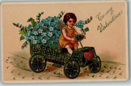 1908 To my Valentine - Engel mit Vergissmeinnicht , gute Erhaltung AK
