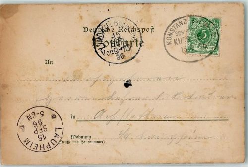 Konstanz Konstanz-Bregenz Schiffspost Kurs 5 - 13.9.1896