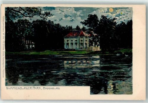 W8000 München Nymphenburger Park Zieher, Ottmar Künstlerkarte Nr. 1241 AK Zieher Ottmar 1900 Lithographie / Mondschein