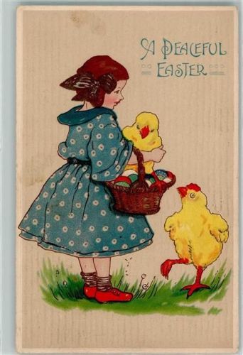 1914 A Peaceful Easter Kind Küken AK