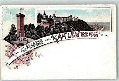 1190 Wien 19. Bezirk, Döbling Lithographie Kahlenberg Turm