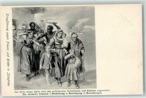 1900 Kriegsführung gegen Frauen und Kinder - Spende für notleidende Burenfrauen und Kinder sign. Defregger, Franz