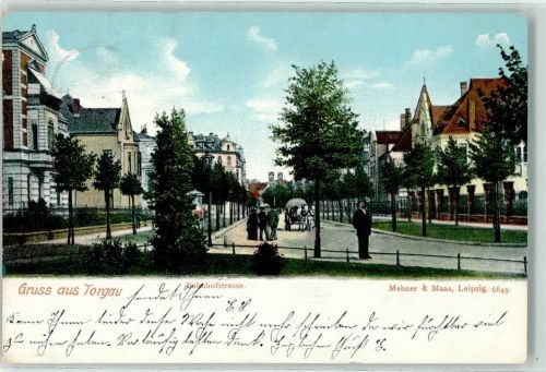 Torgau 1903 Bahnhofstraße Fuhrwerk Litfaßsäule