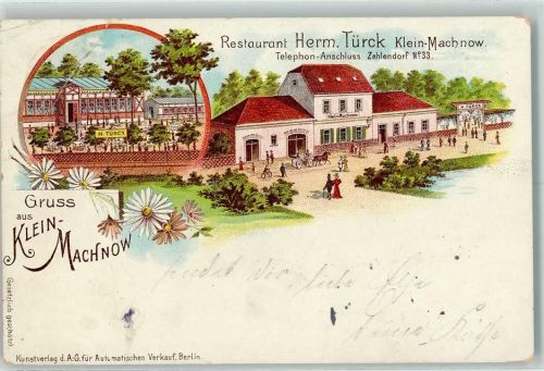 Kleinmachnow 1898 Restaurant Herm. Türck Lithographie