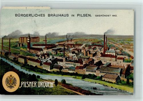 Plzen Bräuhaus , Pilsner Urquelle - qualmende Schornsteine , gute Erhaltung