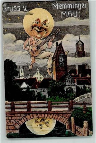 Memmingen Gruss vom Memminger mUa Mond Gitarre Brücke Kirche Turm