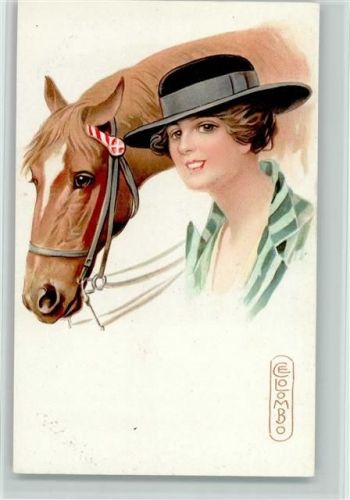 1928 Serie 813-3 Frauenkopf und Pferdekopf, sehr gute Erhaltung AK