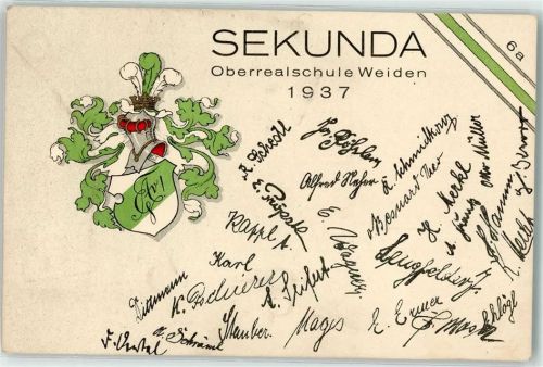 Weiden Sekunda Oberrealschule 1937 Pennäler Studentika