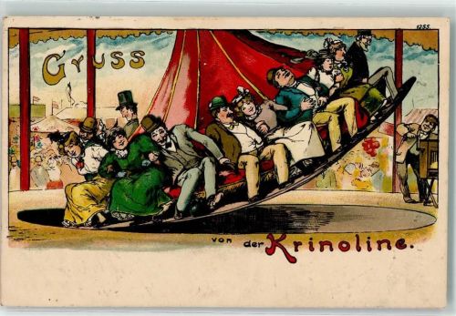 Gruss aus von der Krinoline Drehorgel Volksfest Verlag Bruno Bürger u. Ottillie Nr. 1255 AK Jahrmarkt Lithographie