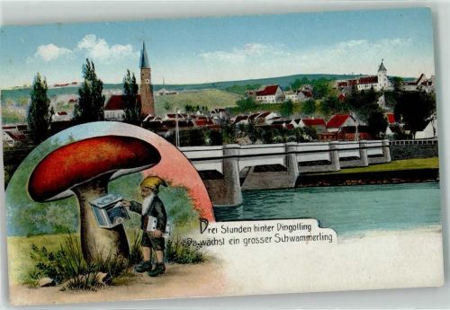 Dingolfing Zwerg Briefkasten Lithographie