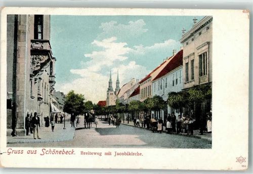 Schönebeck Breiteweg mit Jacobikirche