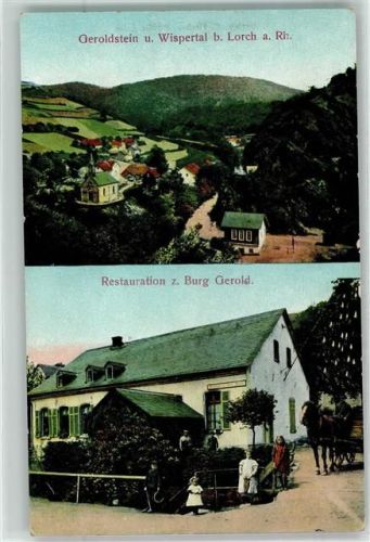 Lorch Geroldstein Wispertal Gasthaus zur Burg Gerold Pferdefuhrwerk