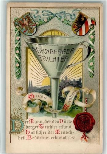 Nürnberg Nürnberger Trichter Siegel Lithographie/Prägedruck