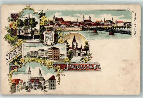 Ingolstadt Rathaus Pfarrkirche Friedenskaserne Kriegerdenkmal Kreuztor