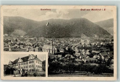 Waldkirch Villa Kastelburg Stadtkirche St. Margarethen Bahnpoststempel