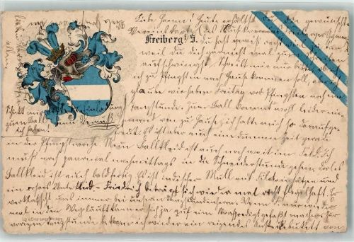 Freiberg Wappen Blau Weiß Krone Feder