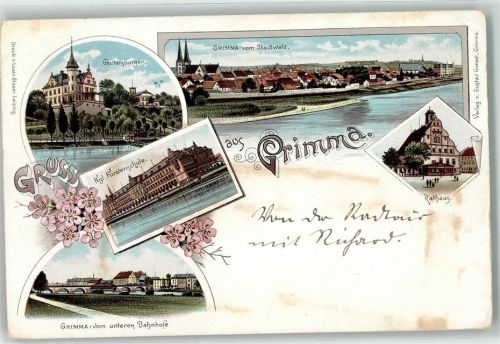 Grimma Gattersburgen Kgl. FürstenSchule vom unteren Bahnhof Rathaus