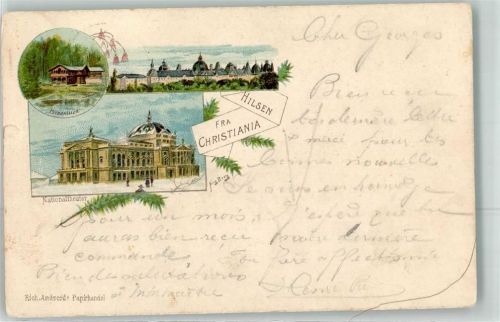 Kopenhagen 1898 Nationaltheater Freistadt Christiania Lithographie