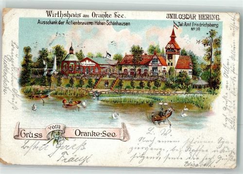 Hohenschönhausen 1906 Gasthaus am Oranke See Ruderboot Schwan