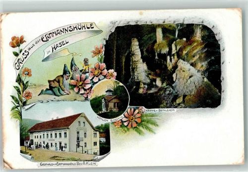 79686 W7861 Hasel - Gasthaus zur Erdmannshöhle Zwerge Höhlen-Eingang Krippe v. Bethlehem