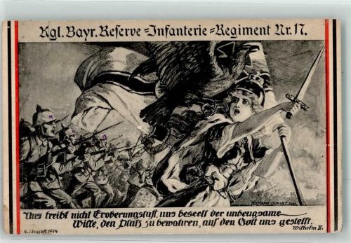 Bayr. Reserve Infanterie Regiment 17 Schwarz-Weiß-Rot Germania mit Schwert