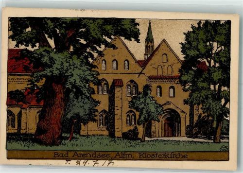 39619 O3552 Arendsee Altmark 1917 Künstlersteindruck Klosterkirche