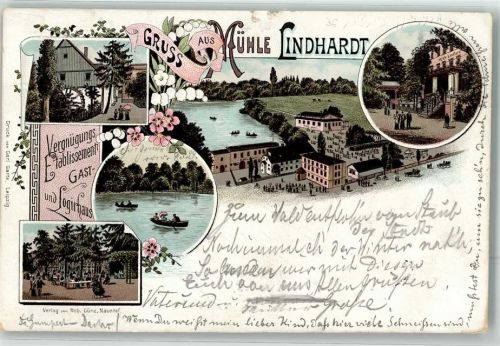 Naunhof 1895 Vorläufer Etablissement Mühle Lindhardt Litho