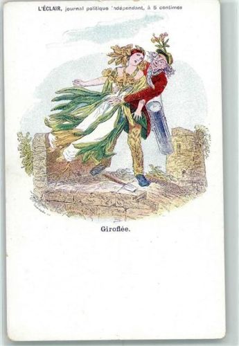 1899 L`Eclair Politische Zeitschrift sign.Grandville "Giroflee" Blumen vermenschlicht Werbung
