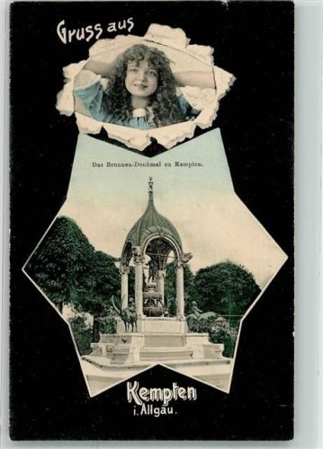 Kempten 1907 das Brunnen Denkmal