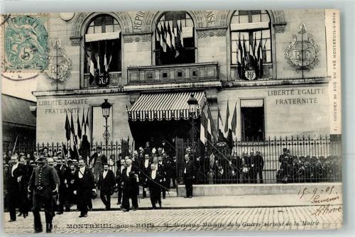 Montreuil 1905 Berteayx Ministre de la Guerresortant de la Mairie