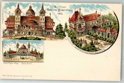 Treptow 1896 Berliner Gewerbe Ausstellung 1896 Ausstellungsgebäude Bau- u. Ingenieurwesen Ausstellungs-Palast Haupt-Portal