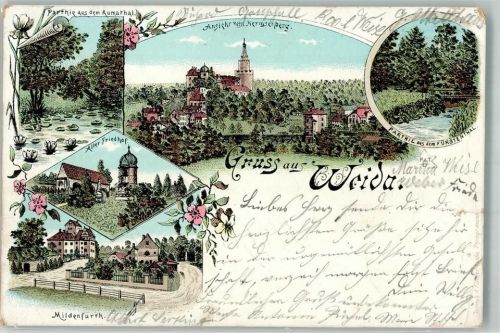 Weida 188 Lithographie Hermserberg Alter Friedhof Fürstenthal