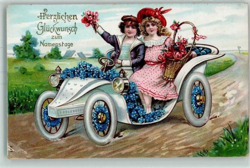 1909 Geburtstag Blüten Rosen Kind Lithographie AK