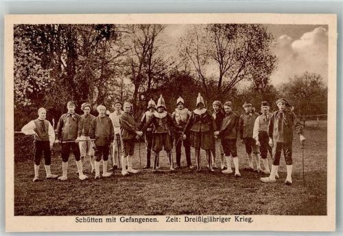 49596 W4559 Gehrde b Bersenbrück 1924 Foto AK 400 jähriges Jubelschützenfest 1924 Kirchspiel Schütten mit Gefangenen Zeit: Dreißigjähriger Krieg