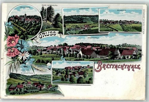 Bügenstegen Ruine Bebenburg Liebesdorf Brettenfeld Rückseite Klebspuren Litho