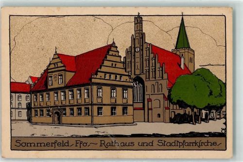 Sommerfeld Rathaus Stadtpfarrkirche Künstlersteindruck