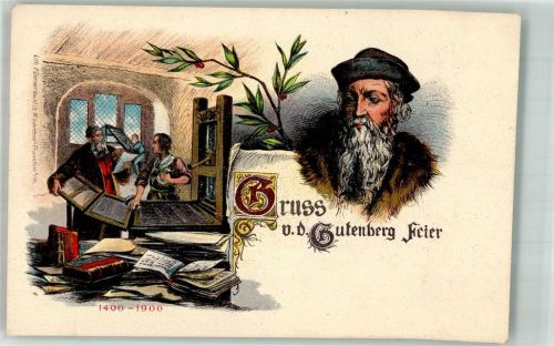 W8500 Nürnberg Gutenberg Feier Druckerei Gutenberg 1900 Lithographie