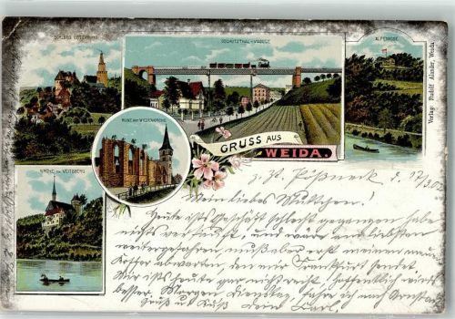 Weida 1902 Oschütztal-Viadukt Schloß Osterburg Hotel Alpenrose Wiedenkirchen-Ruine